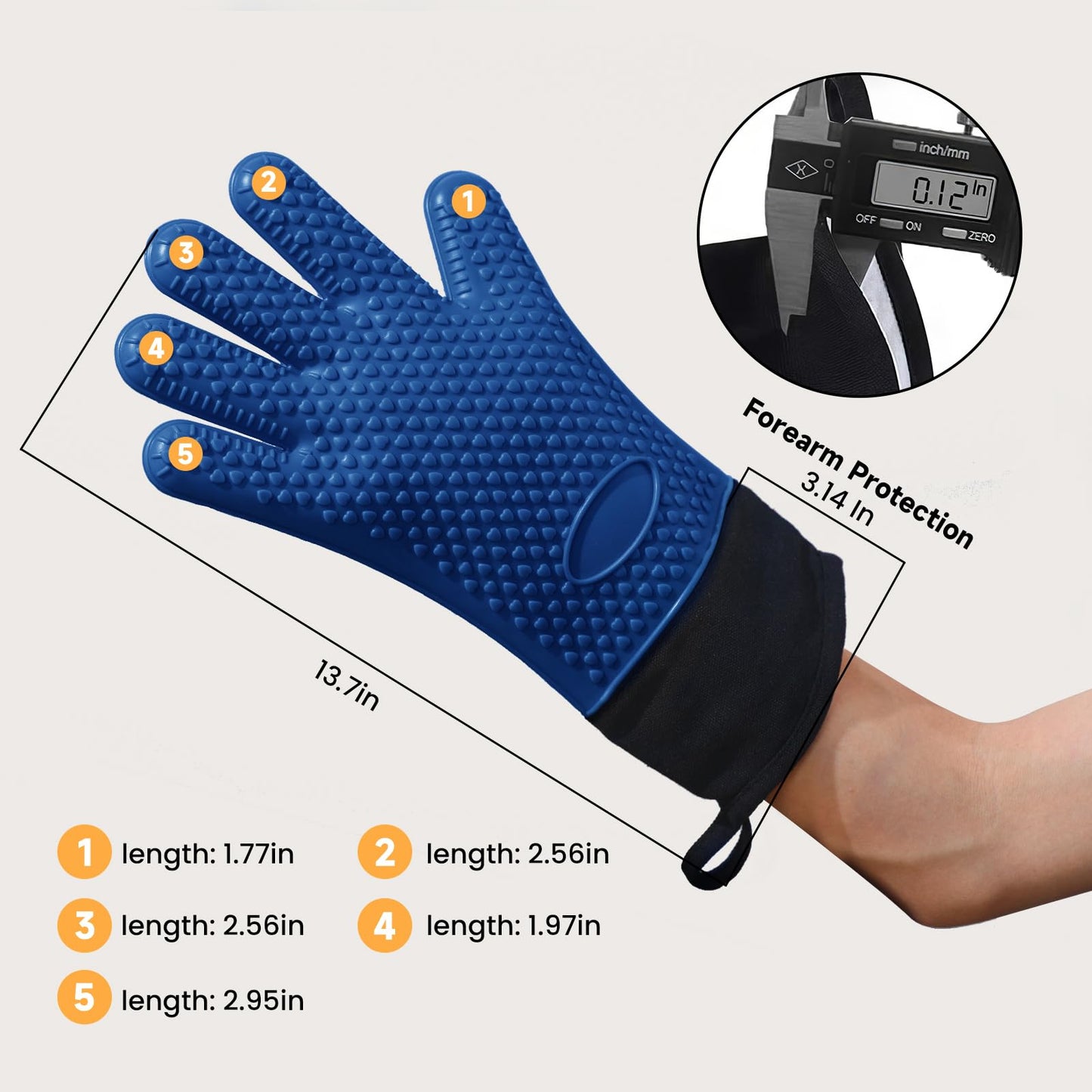 GEEKHOM BBQ Gloves, Grilling Gloves Heat Resistant Oven Gloves, Kitchen Silicone Oven Mitts, Long Waterproof Non-Slip Pot Holder for Barbecue, Cooking, Baking, Black