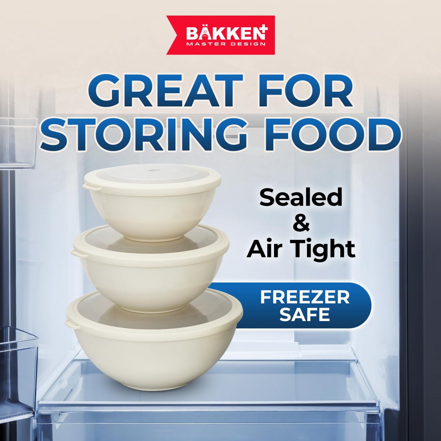 12 Piece Plastic Nesting Bowls with Lids - Mixing Bowls Set includes 6 Prep Bowls and 6 Lids, BPA-Free, Reusable Meal Prep Containers, Microwave, Freezer & Dishwasher Safe, White Cream