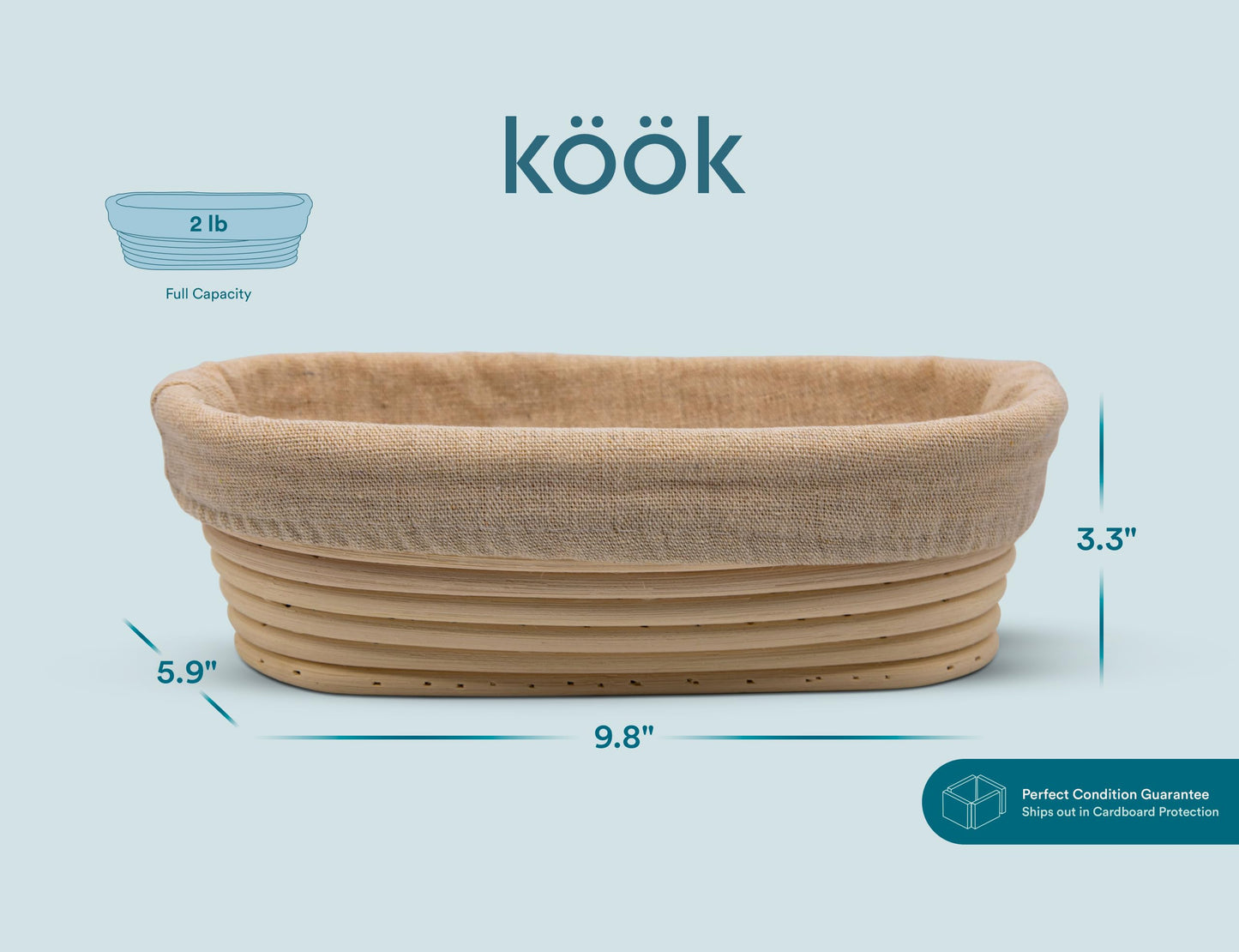 Banneton Bread Proofing Basket, Kook, Sourdough Proofing Bread Basket, Bread Banneton Proofing, Artisan Sourdough Making Baskets, 9 Inch Rattan Baskets and Cloth Liners, Set of 2, Round