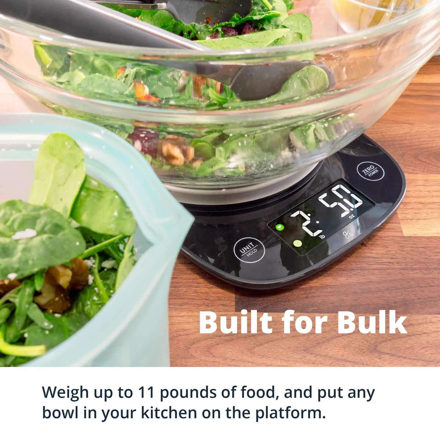 Greater Goods Digital Kitchen Scale - Cooking, Baking, Meal and Food Prep Scale, Weighs in Grams, Pounds and Ounces, Gray