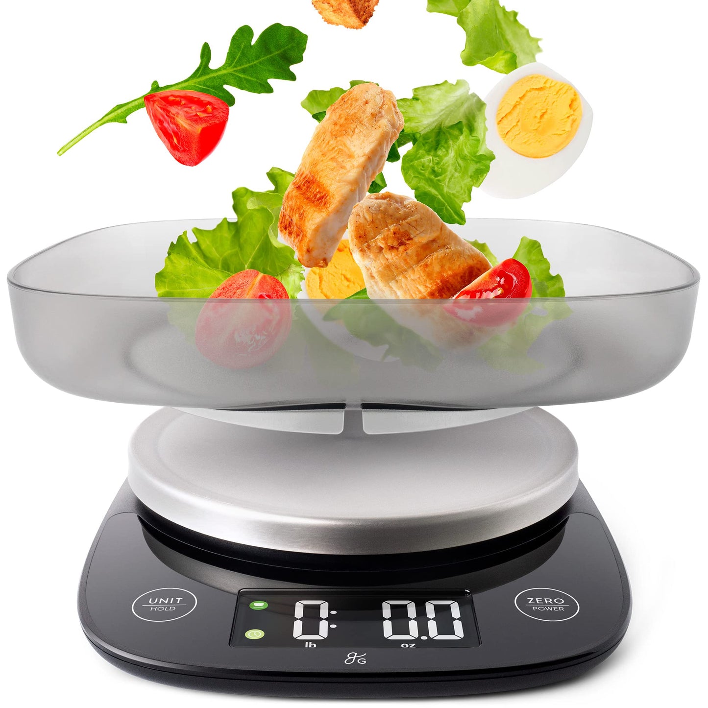 Greater Goods Digital Kitchen Scale - Cooking, Baking, Meal and Food Prep Scale, Weighs in Grams, Pounds and Ounces, Gray