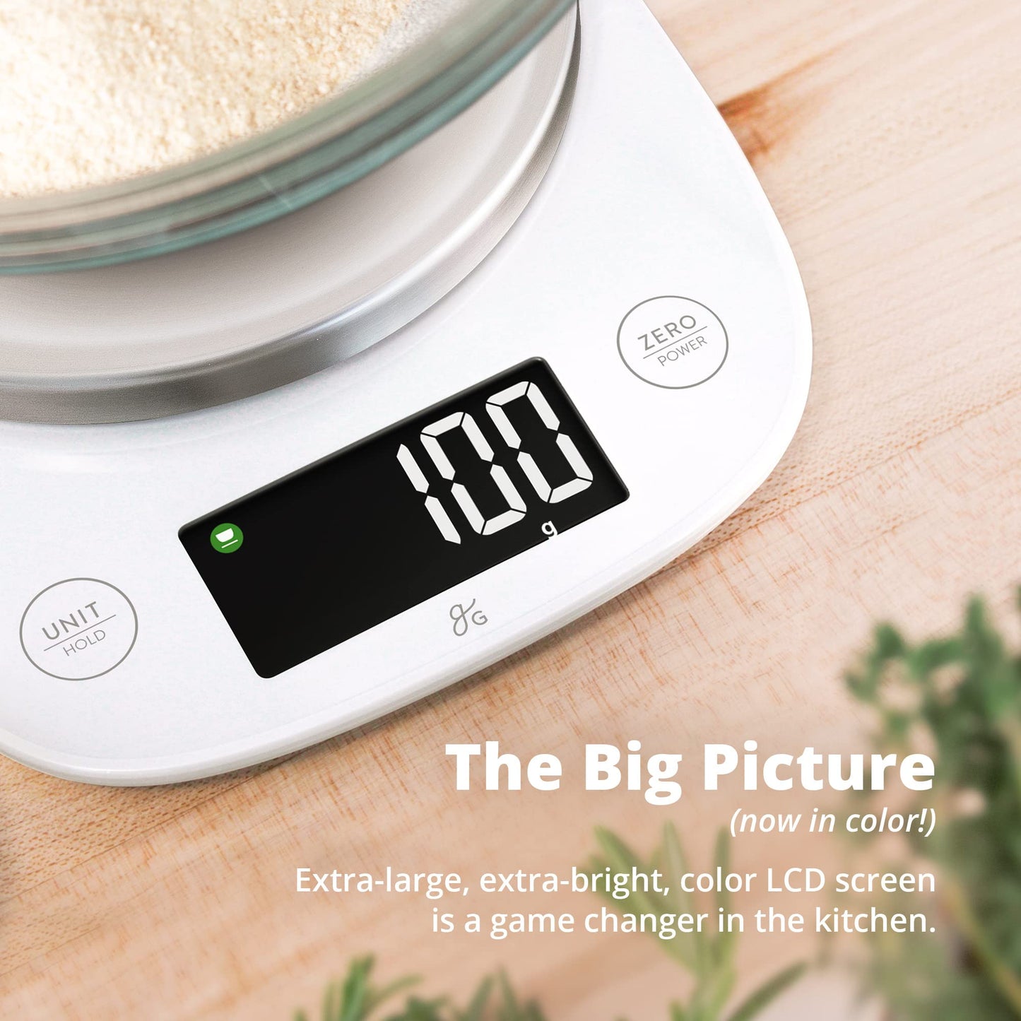 Greater Goods Digital Kitchen Scale - Cooking, Baking, Meal and Food Prep Scale, Weighs in Grams, Pounds and Ounces, Gray