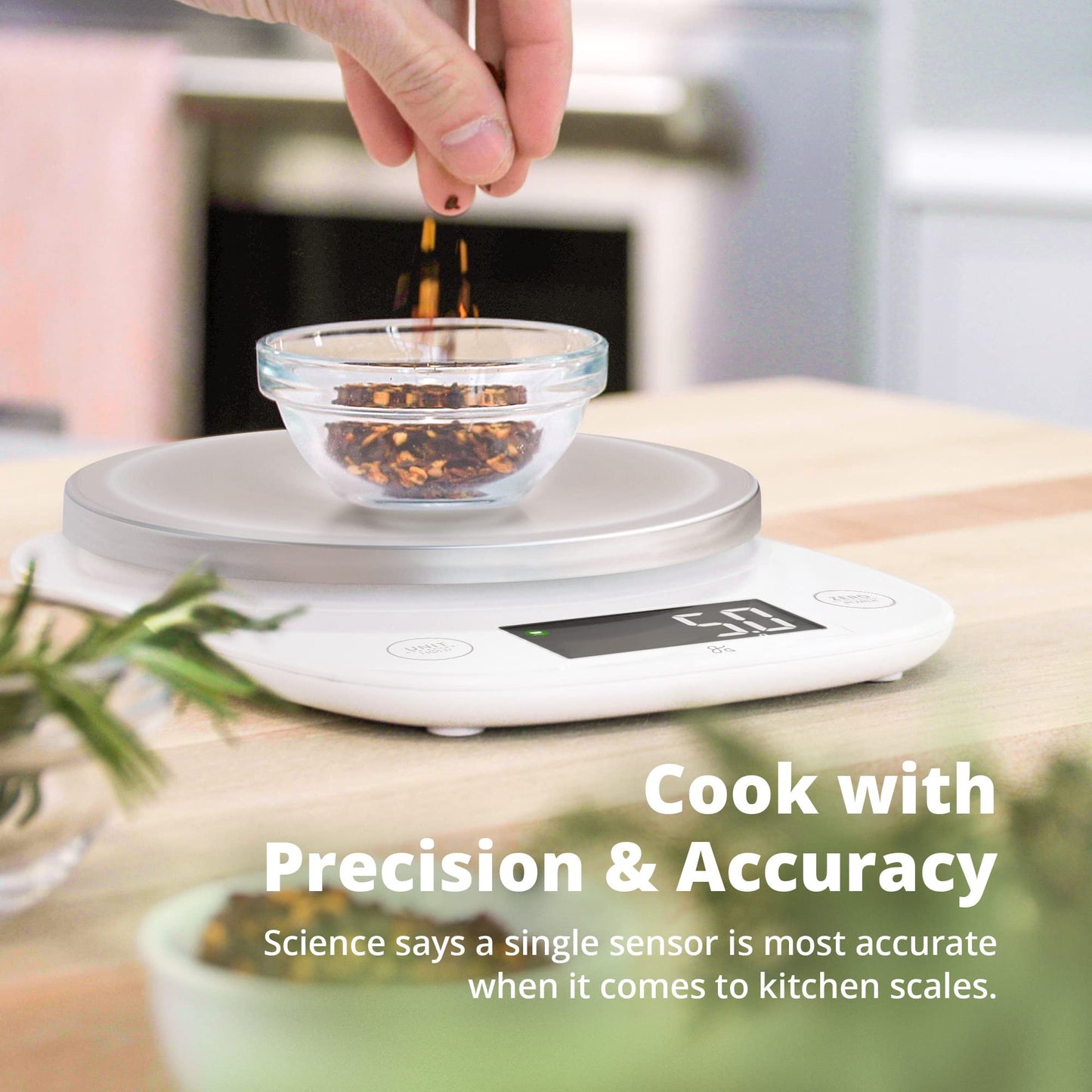 Greater Goods Digital Kitchen Scale - Cooking, Baking, Meal and Food Prep Scale, Weighs in Grams, Pounds and Ounces, Gray