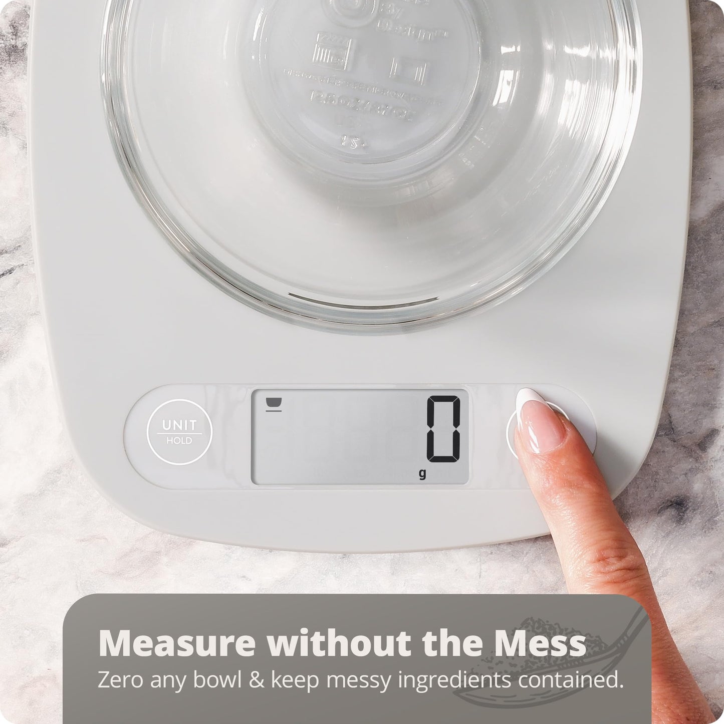 Greater Goods Digital Kitchen Scale - Cooking, Baking, Meal and Food Prep Scale, Weighs in Grams, Pounds and Ounces, Gray